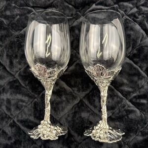 Arthur Court Grape Vine Wine Glasses (2) 3x8" Original Box Vintage